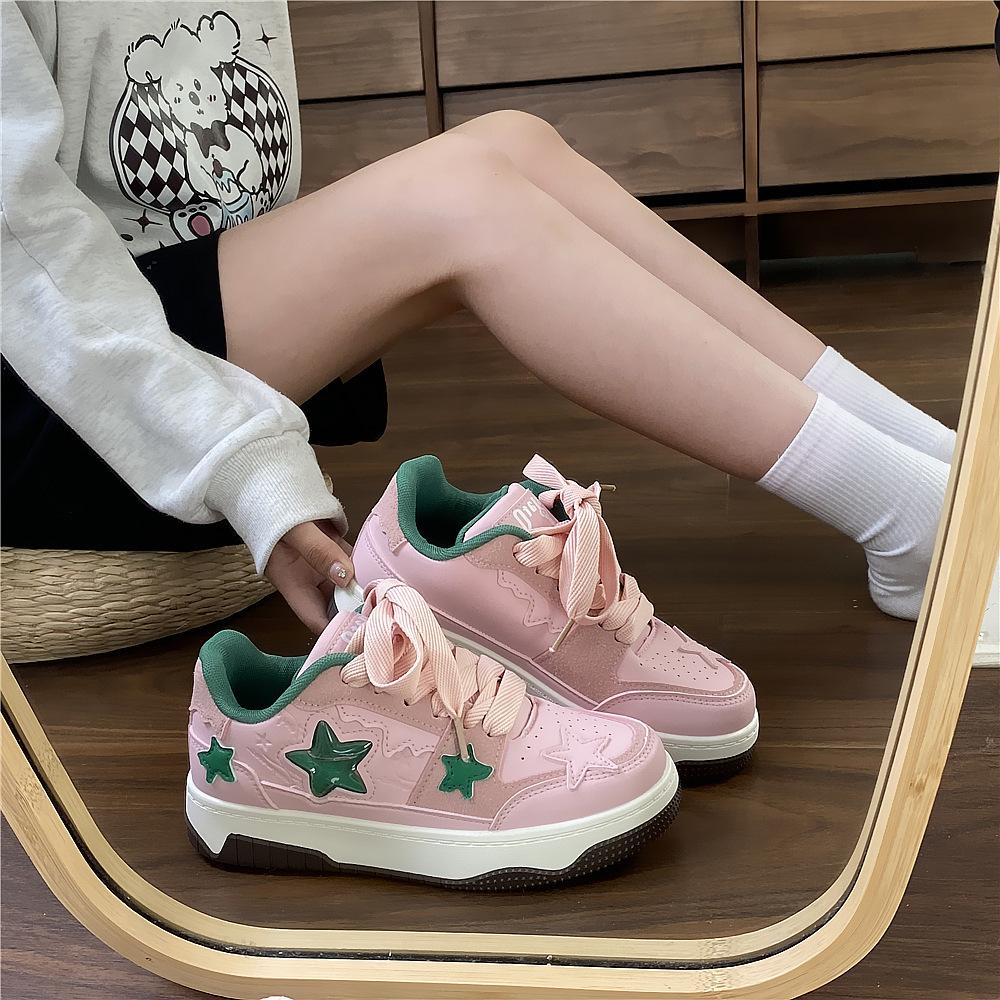 Mint Green Star Shoes Women's Platform Niche Design Board Shoes 2025 Spring New Versatile Casual Sports Women's Shoes