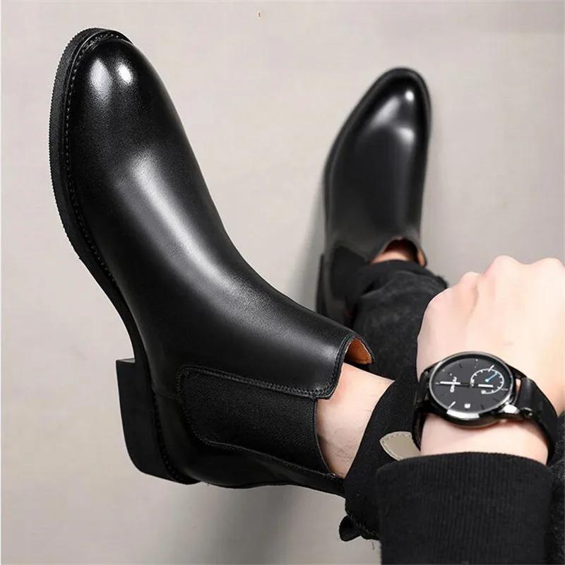 Fashion women's Classic Retro Genuine Leather Chelsea Boots women Fashion Ankle Boot Mens Casual British Style Short Boot High-Top Shoes