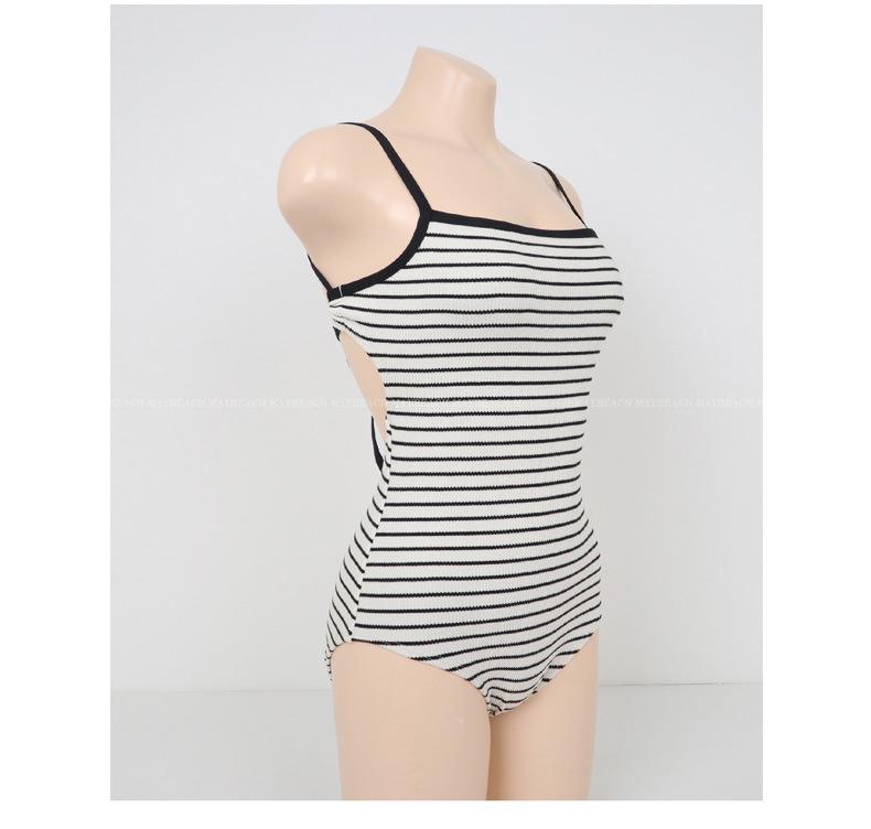Korean Retro Striped One-Piece Swimsuit for Women