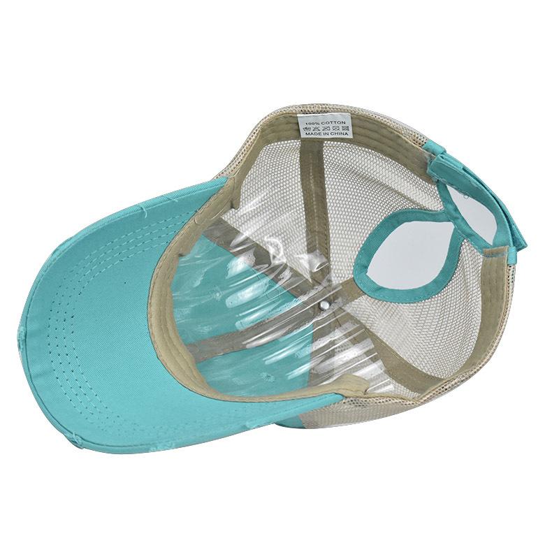 Cappellino da Baseball Coda di Cavallo Donna Uomo Cotone Motivo Patchwork Rete Cappello da Baseball Sportivo Cappellini Snapback Moda Cappello da Sole