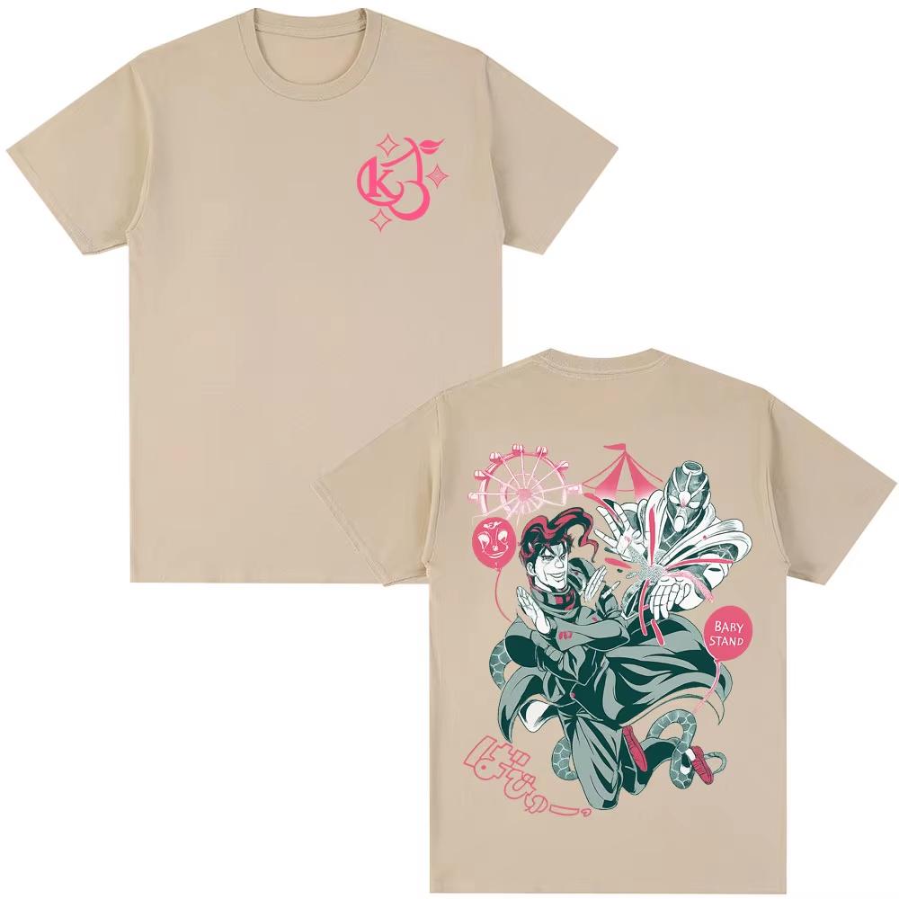 2026 New Anime JoJo s Bizarre Adventure Comic Print T-shirt with Kakyoin Noriaki & Jotaro Kujo, Parent-child Oversized T-shirt 4XL