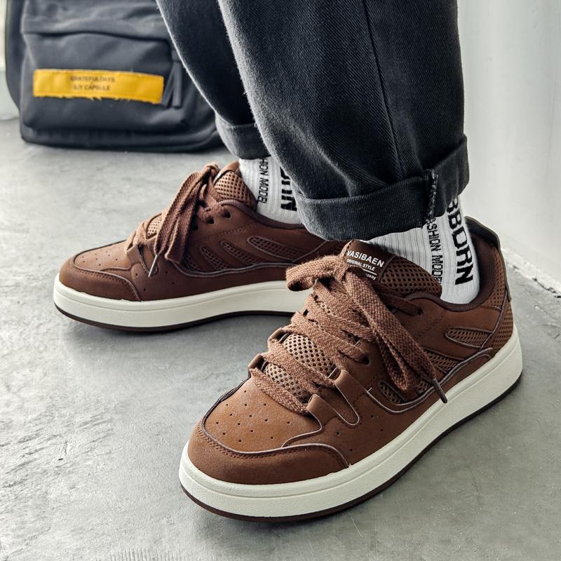 Moda Gri Erkek Spor Ayakkabıları Rahat Düşük Kesim Bağcıklı Kaykay Ayakkabıları Erkek Nefes Alabilen File Düz Erkek Günlük Spor Ayakkabıları