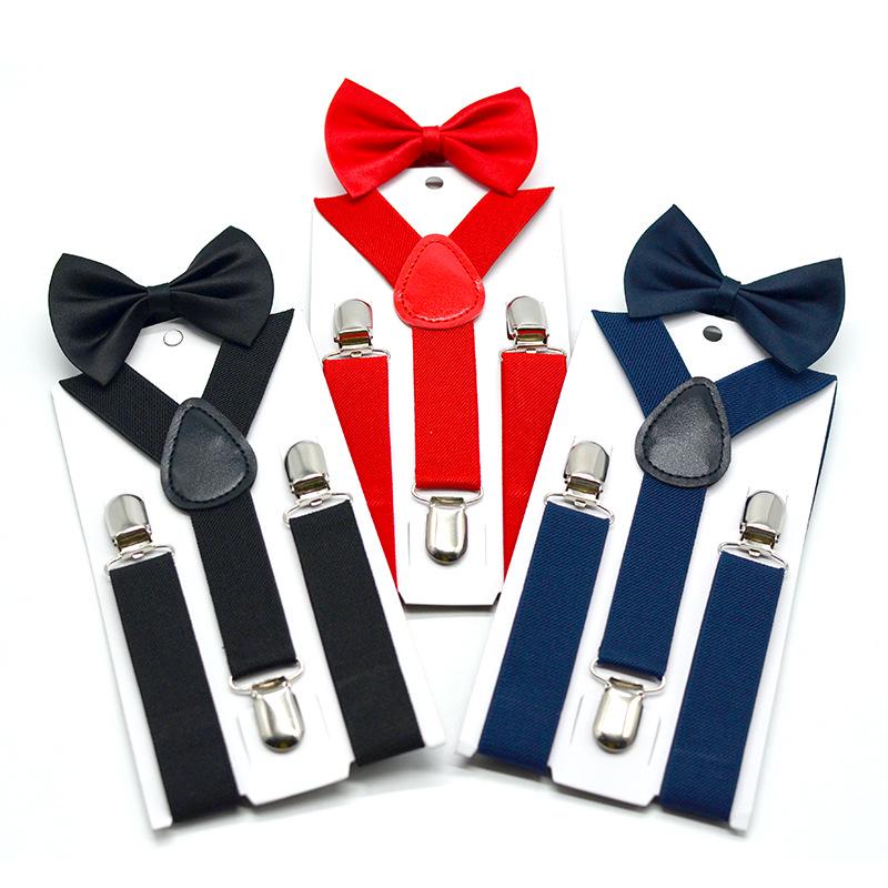Unisex Kids' Y-Shape Suspenders & Bow Tie Set – 3-Clip Design for Boys & Girls