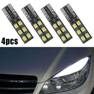 LED Lights Auto 4Pcs 6000K White Error Free Eyebrow T10-12SMD-2835 Lamp Bulbs