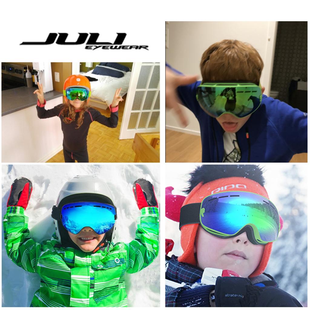 JULI Ski Goggles for Kids 4-16 Boys Girls Snowboarding UV Protection Multi-Color Double Anti-fog Lens Winter Sports