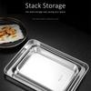 Certification 304 Stainless Steel Rectangle Plate Never Deform Baking Tray Main Course Seafood Food Container for Kitchen