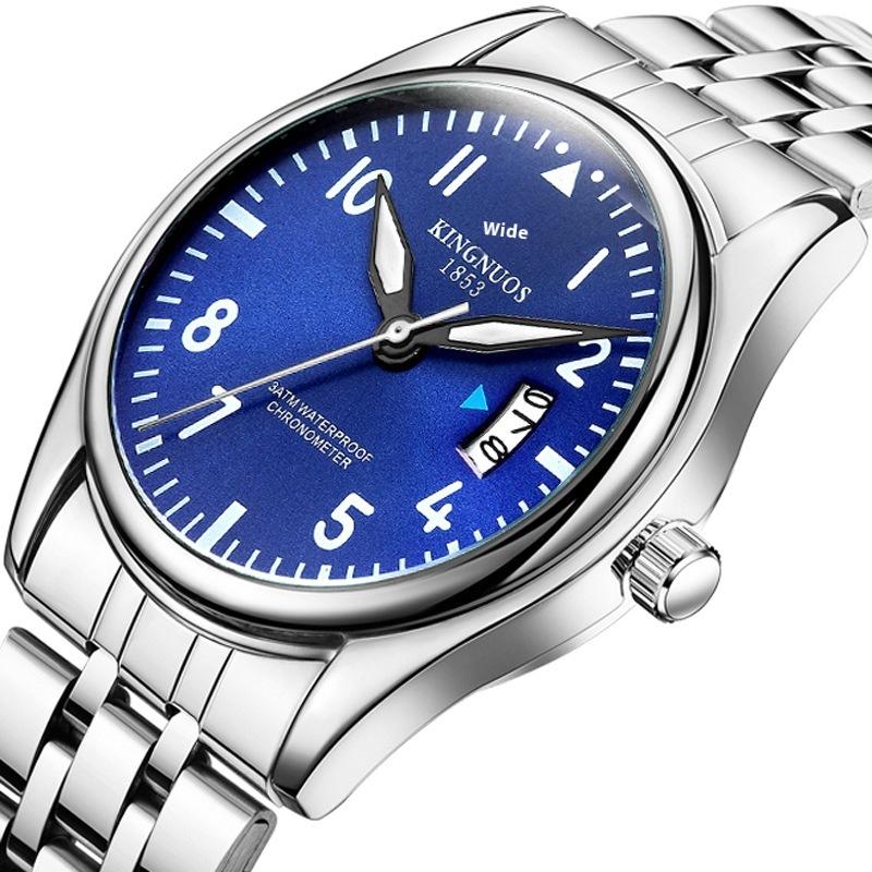 Topmarke Klassische Mode Herren Stahlband Kalenderuhr Neu Leuchtend Wasserdicht Große Zifferblattuhr Studentenuhr