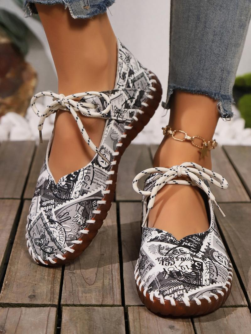 

Large size flat-bottomed casual single shoes New autumn printing graffiti sewing casual single shoes 43