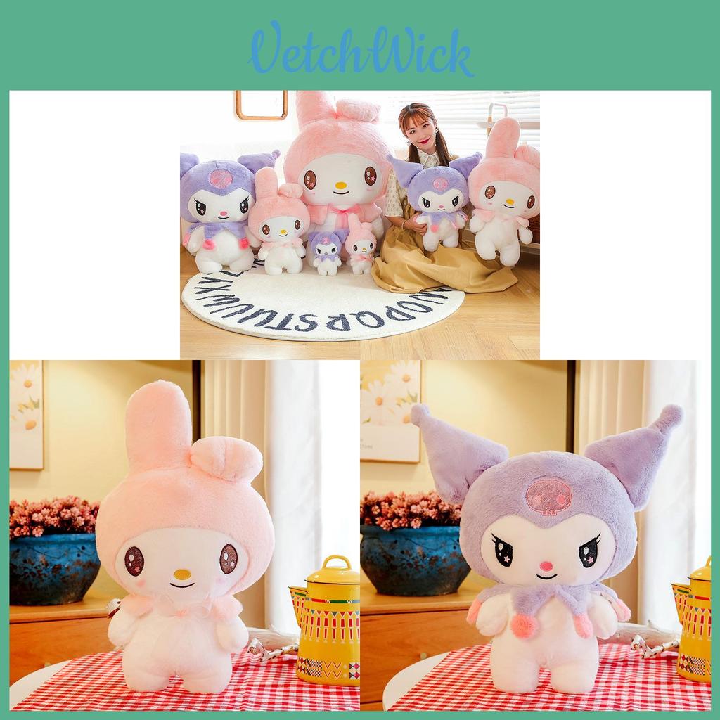 Sanrio Kuromi And Melody Plush Toys With Soft Elastane Fabric For Collectors And Kids