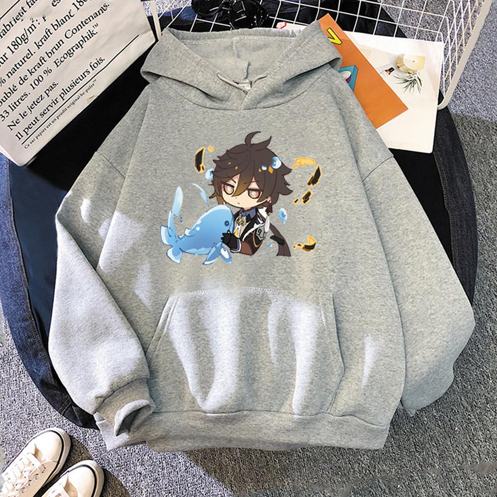Genshin Impact Clothes Women Game Zhong Li Print Kawaii Hoodie Colors 12 Oversized Sweatshirts Anime Aesthetic Harajuku