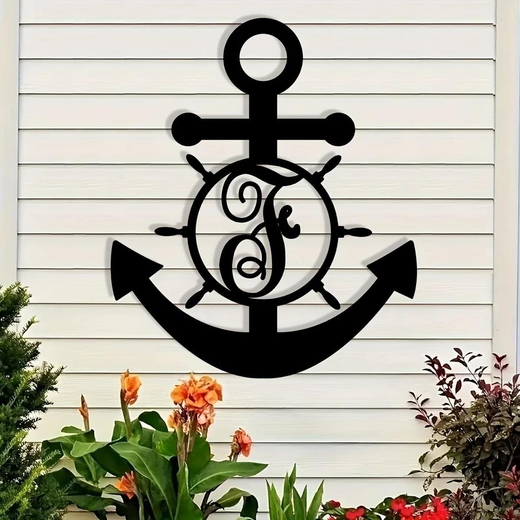 Custom Letter Anchor Metal Wall Art - Ευέλικτο, χωρίς ενέργεια, κομψή διακόσμηση για σπίτι και δώρα, τέλειο εσωτερικό και εξωτερικό