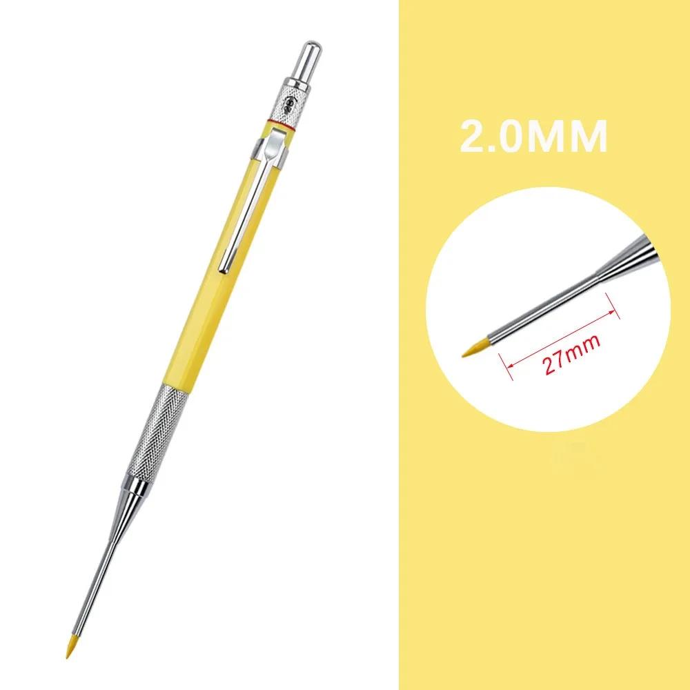 

New 2.0mm Deep Hole Marking Pencil Long Head Deep Hole Marking Woodworking Pencil Mechanical Pencil Woodworking Construction жовтий