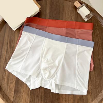Men Boxer Underwear Mid-rise Elastic Waistband U-Convex Shorts Briefs Solid Color U-Convex Breathable Fabric Panties
