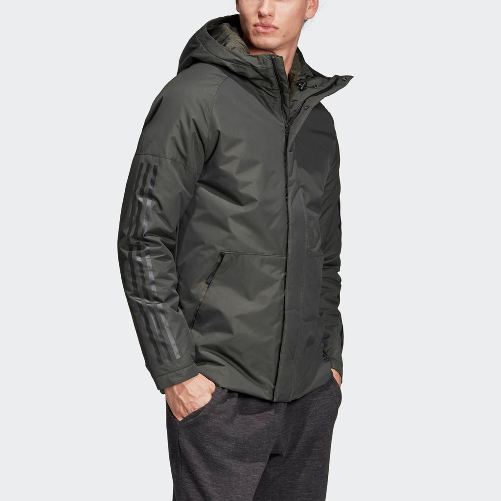 Adidas Outdoor Casual Jacket With Thermal Lining Men Jackets Gray Green DZ1429