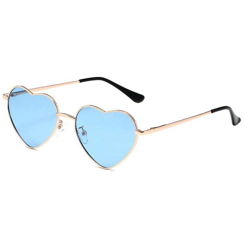 Fashion Women's Metal Heart Shaped Sunglasses Gradient Outdoor Goggles Female Eyewear UV400 Shades Metal Women Girls Sunglasses