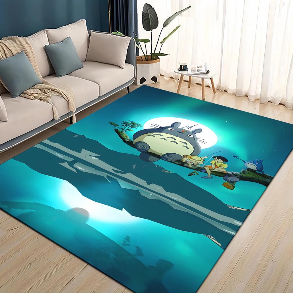 3D T-Totoros Cartoon Area Rug,Carpet Rug for Living Room Children's Bedroom Sofa Doormat Decor,kids Play Non-slip Floor Mat
