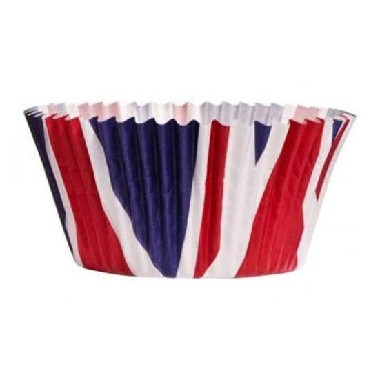 50/100/200 stk runde engangs kakekopper Vanntett oljetett kakeemballasje Silikonpapir UK flaggmønster dessert