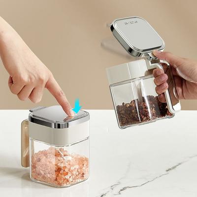Langlebige 380ml Glas-Gewürzbox Auslaufsicher Staubdicht Salzbehälter Wasserdicht mit Deckel Zuckerdose Küche