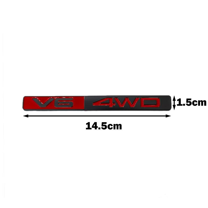 1 buc Metal V6 4WD Logo 3D Autocolant Decal Mașină Cap Mașină Aripă Laterală Portbagaj Spate Emblemă Insignă Autocolant Decaluri pentru Orice Vehicul