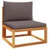 Garden Sofa Without Armrests with Cushions Acacia Wood & Rattan