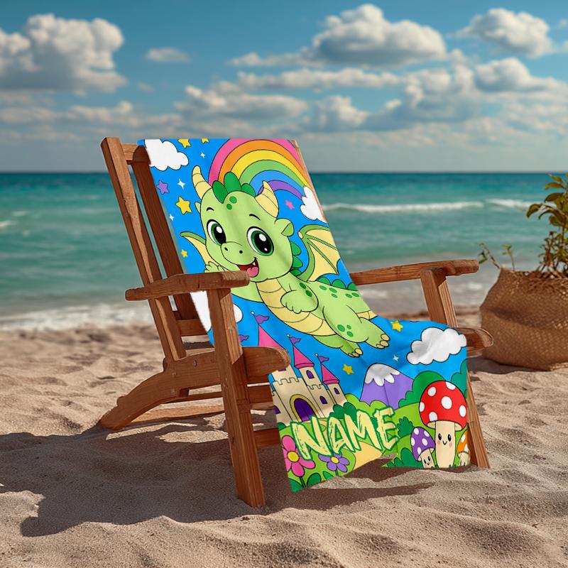 Personalisierbares Ultra-Weiches Strandtuch mit Dinosaurier-Thema, Ideal für Pool - Camping, Tauchen - Perfekter Reisebegleiter, Lebendiges Strandtuch.