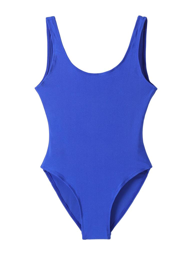 European and American Solid Color Sexy Backless One-Piece Swimsuit - Large Size, Triangle Conservative Design