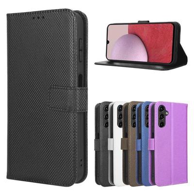 Flip-Cover aus Leder mit Rautenmuster, Kartenhalter und Riemen für Samsung Galaxy A14/A34/A54 5G