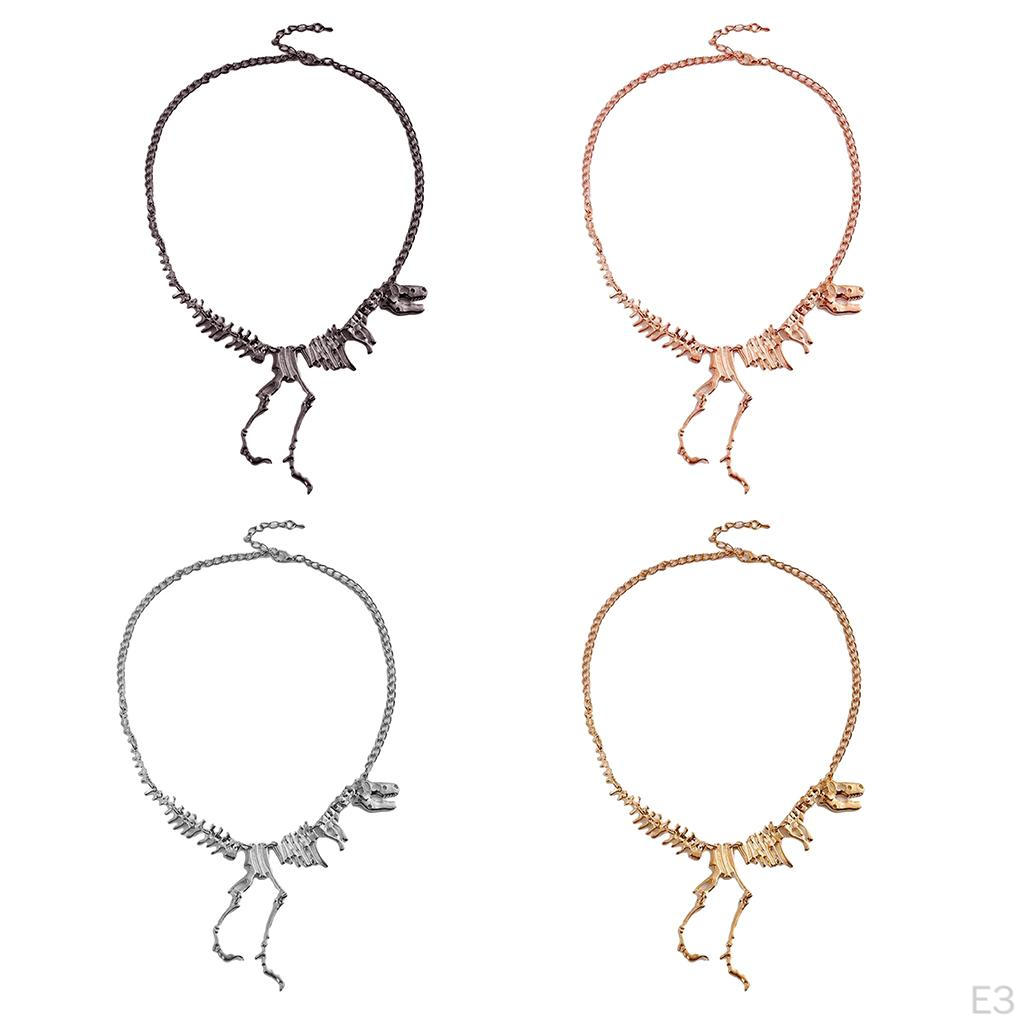 Antique Dinosaur Skeleton Choker Necklace Collar Biker Men Jewelry