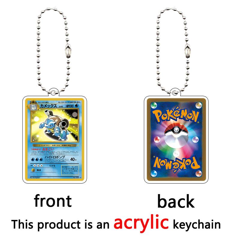 Japanese Cartoon Pocket Anime Acrylic Pendant Keychain Charizard Squirtle Bulbasaur Keyring Bag Pendant Game Props Toys Gifts