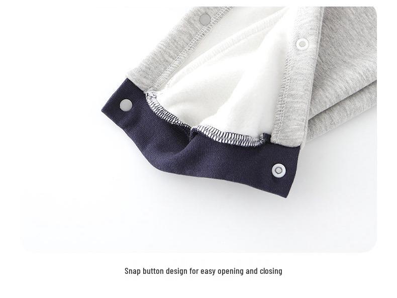 Baby Fleece-Lined Winter Jumpsuit: Cute Long-Sleeve Bodysuit for Cold Weather
