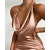 Abito da donna sexy con scollo a cowl e spalline sottili, comodo, leggero, alta riconoscibilità, elegante, snellente, vestibilità lusinghiera