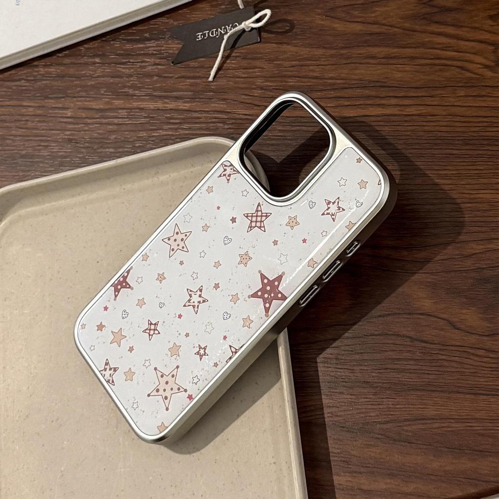 ins Polka Dot Plaid Star Phone Case for iPhone 14, iPhone 15, and iPhone 16 Pro Max