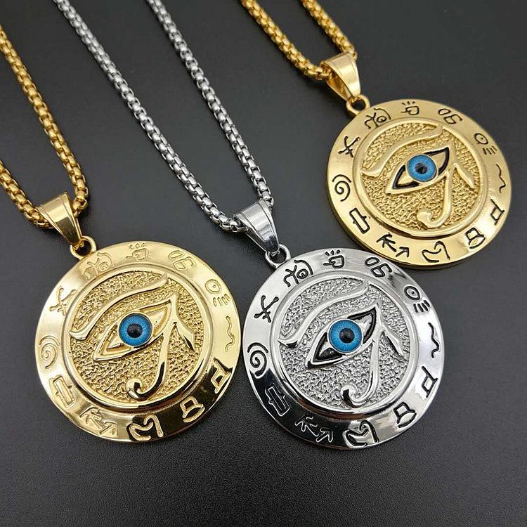 1pc Egyptian Horus Eye Pendant Necklace Fashion Jewelry Non-precious Metal Plated Mosaic Design Fashion Silvery or Gold Plated