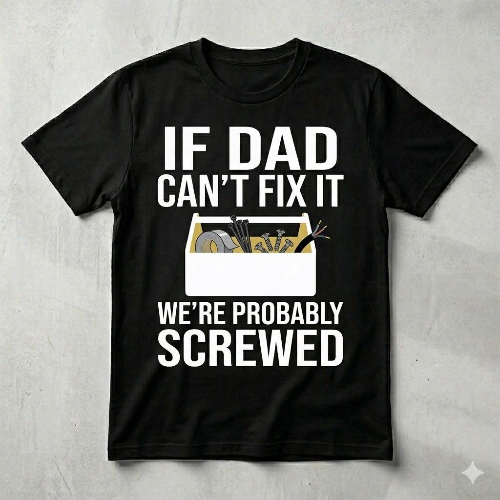 If Dad Can’t Fix It Funny DIY Dad Toolbox Graphic Black T-Shirt XXXXL