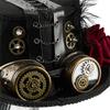 Gothic Metal Gear Hat Costume Accessory With Goggles and Rose Flower Long Veil Magicians Tall Hat for Theme Event