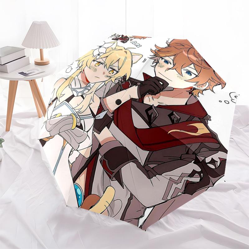 1 Stück Outdoor-Schirm mit Anime-Charakteren | Automatisches Öffnen & Schließen | Tragbares 3-fach faltbares Design | 8-Speichen-Eisenrahmen | Perfektes Geschenk für Fans, Tra