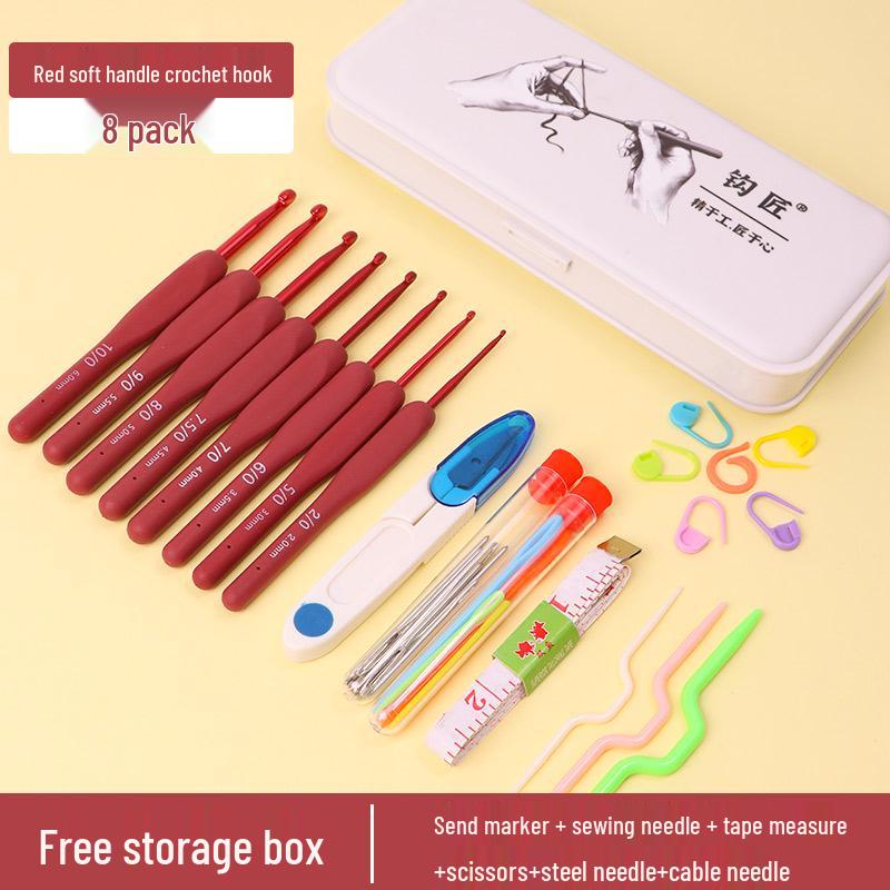 Beginner Soft-Grip Crochet Hook Set for DIY Knitting and Micro-Hooking