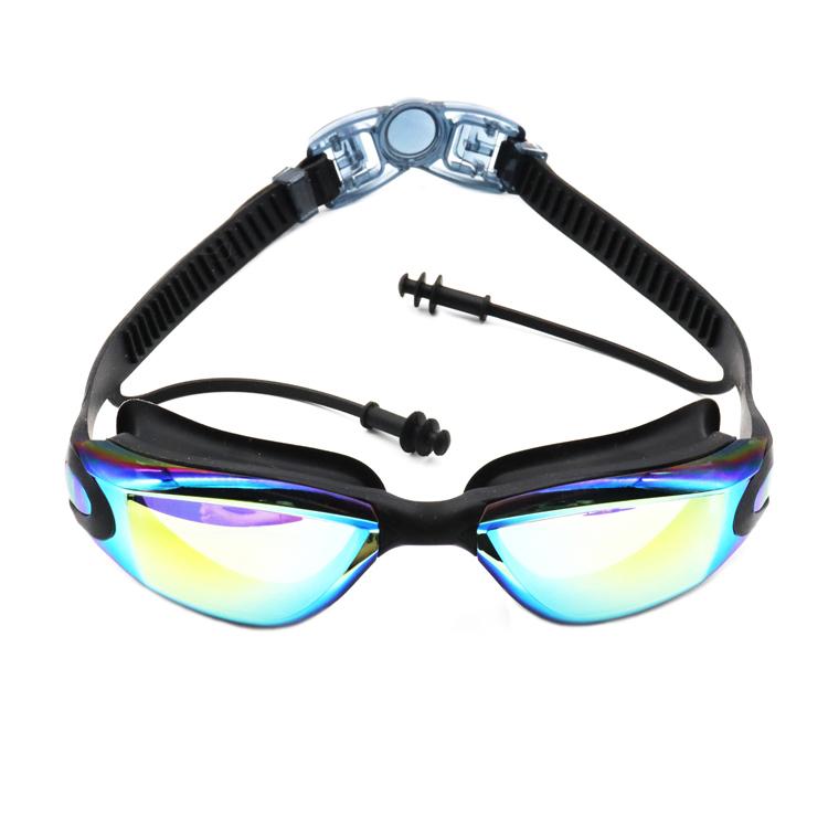 UV Anti-Fog Electroplating Swimming Goggles with Surf Ear Plugs - Waterproof Pool Swim Eyewear