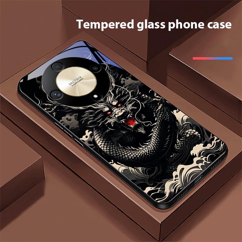 

Chinese Wind Dragon For Honor Magic 6 50 70 90 Lite X7b 200 Pro Nova 10 Nova 5T X6 P30 Pura 70 Ultra Tempered Glass Phone Case For honor X6