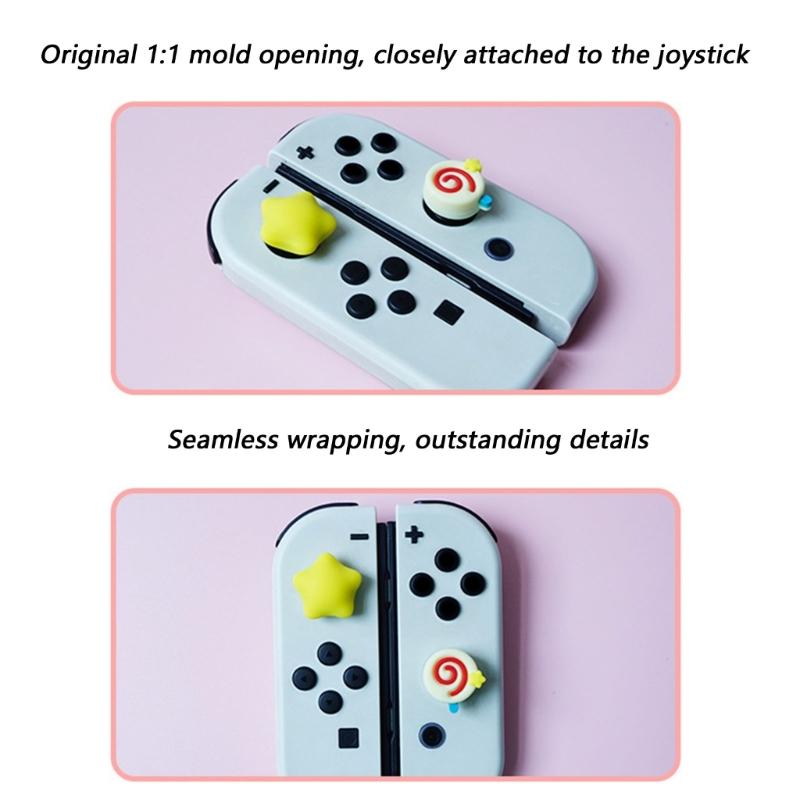 4 Stück Controller-Daumenstick-Kappen für NS2 Cartoon-Muster Stick-Rocker-Kappen Joystick-Kappen Gaming-Zubehör