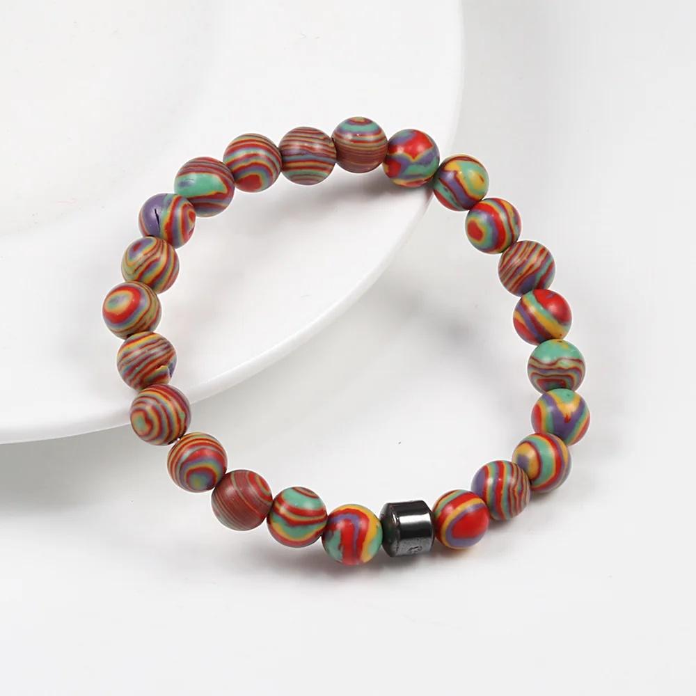 Malachite Beaded Bracelet Cylinder Natural Stone Bracelets High Quality Energy Bangle Classic Strand Jewelry Pulsera