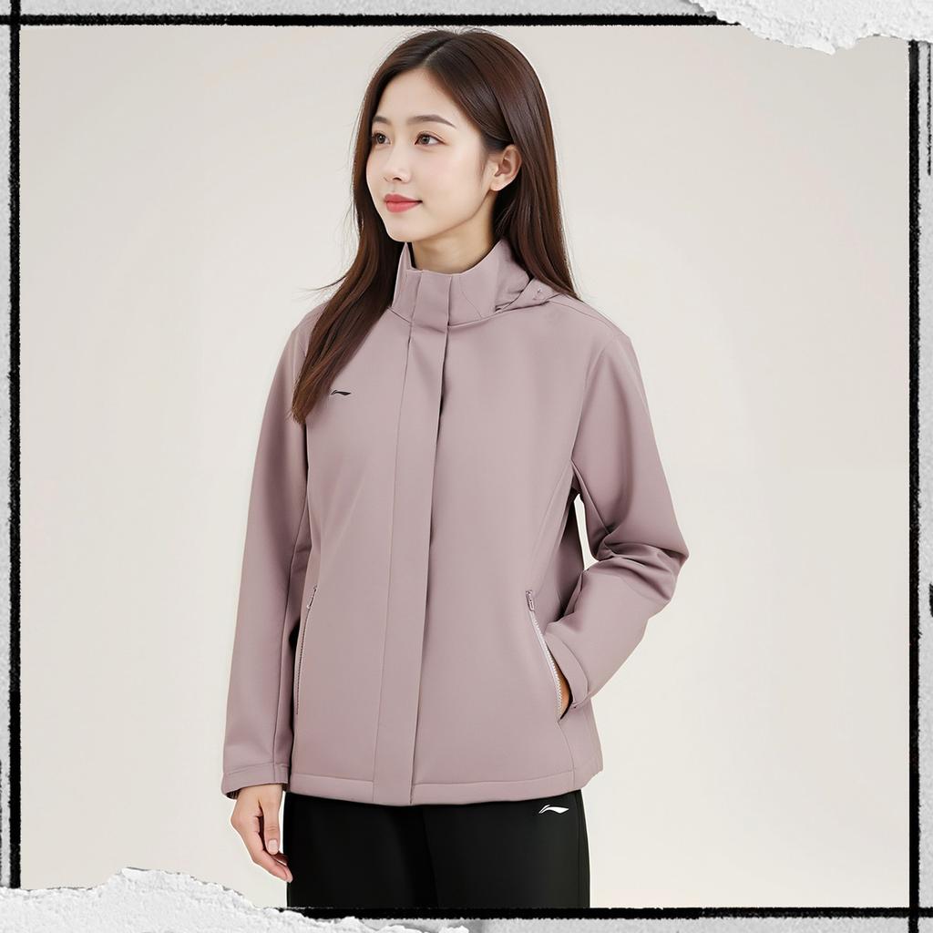 Li Ning Minimalist Brand Logo Loose Windbreaker Hoodie Women Outerwear AFDVJ56-2
