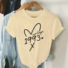 Retro Was Born In 1993 with Lines Heart Patterns Letter Prints Retro Fashion Womens Short Sleeved Round Neck Tshirt