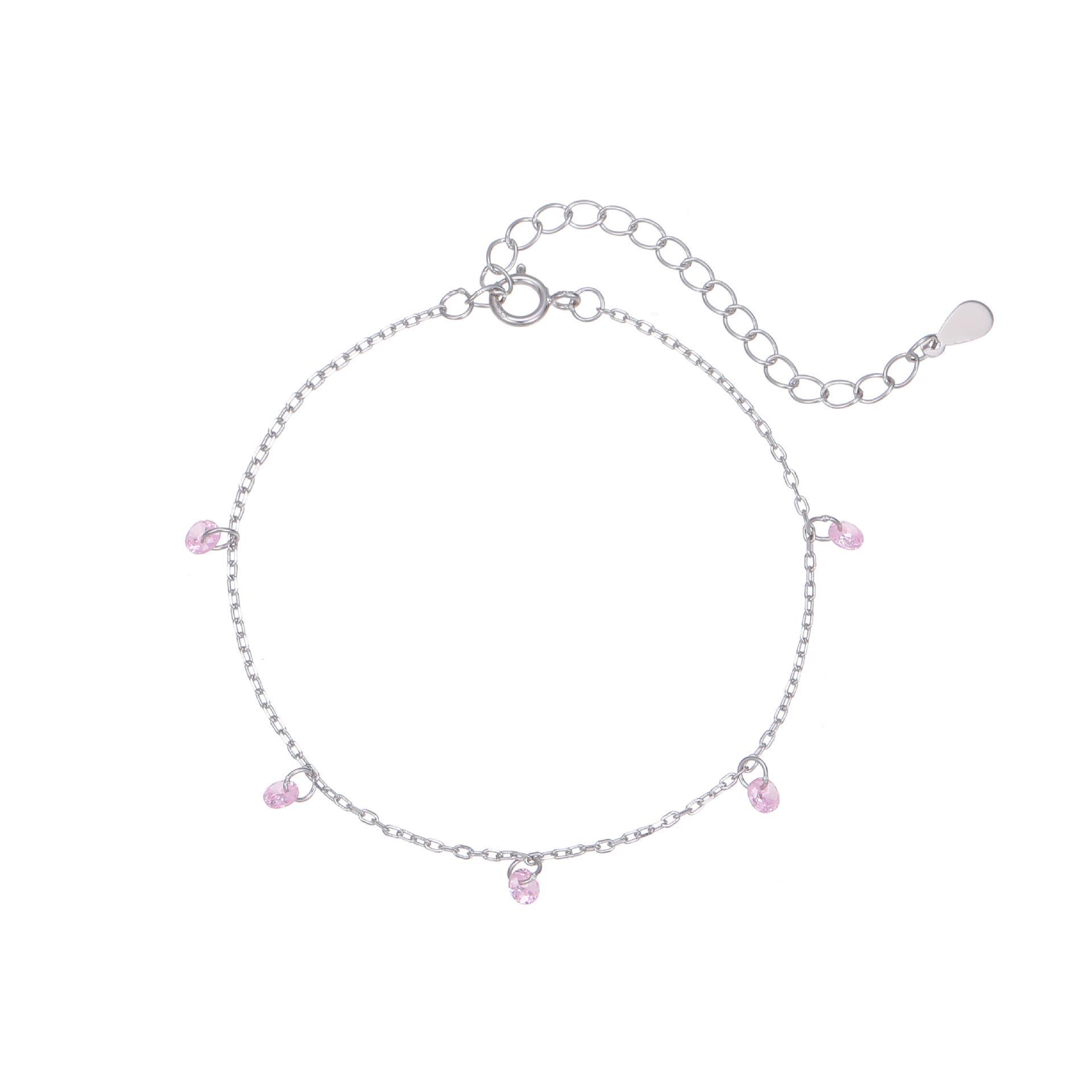 18K Gold-Plated S925 Sterling Silver Bracelet with Pink Zircon for Women - Mini Style Luxury Jewelry S925 Silver