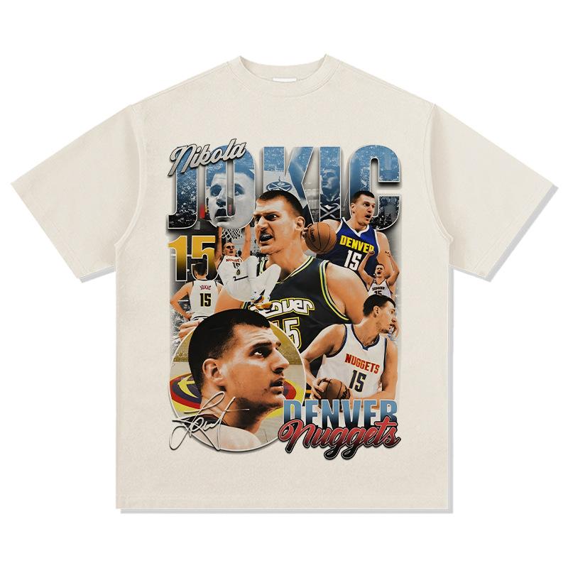 New Nikola Jokic Black / White T-Shirt Crew Neck Cotton T-shirt Men and Women Basketball Fan Short-sleeved Top Ins Y2k Hot Sell