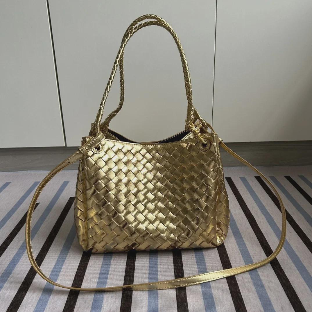 

Жіноча плетена сумка з натуральної шкіри на осінь/зиму 2024: Велика сумка-парашут через плече та кросбоді 30x26x20cm