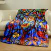 Whimsical Tree with Colorful Birds, Flowers, and Various Ornate Leaves. for All Seasons Blanket Lunch Break Throw Gift