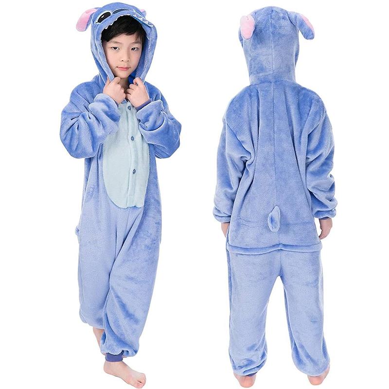 Dětský kostým Stitch na cosplay Flanelové pyžamo Anime Lilo & Stitch Kombinéza Overal Pyžamo Halloweenský kostým pro dítě