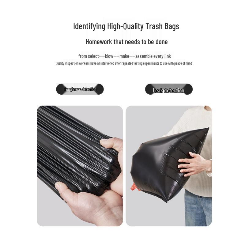 Очень плотные черные мусорные пакеты на завязках - Большой кухонный бытовой набор