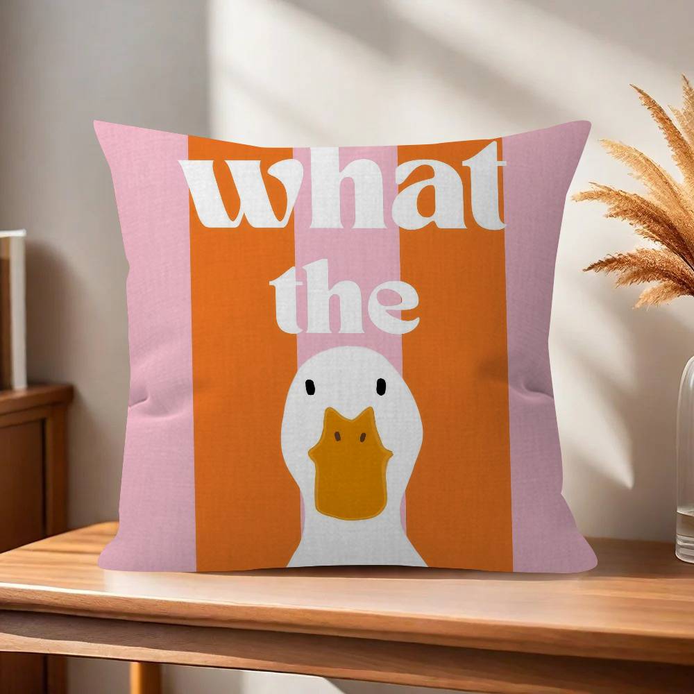 What The Duck Print Art Funny Decorative Room Aesthetics Pillow Case Home Decor Bedroom Sofa Bed Couch Pillow Cover 45x45